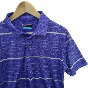 PGA Tour Golf Polo High Performance Short Sleeve Shirt 1/4 Button Down Men